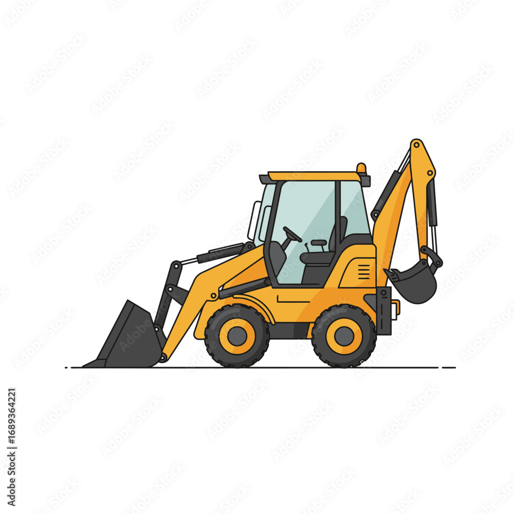Naklejka premium Yellow Backhoe Loader Illustration