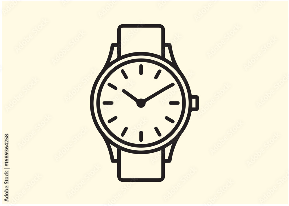 Classic wrist watch Line art Vector design Classic wrist watch Line art Vector design