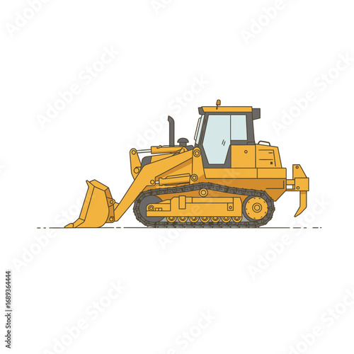 Yellow Bulldozer Side View Illustration