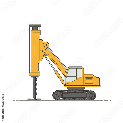 Yellow Drilling Machine on Tracks