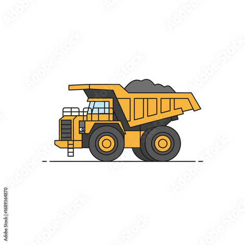 Yellow Dump Truck Carrying Coal Illustration
