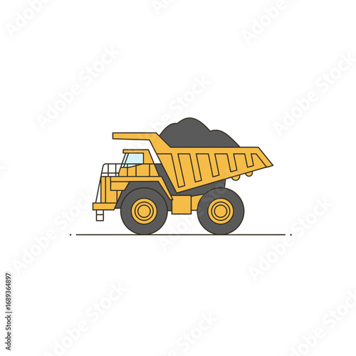 Yellow Dump Truck Carrying Coal Illustration