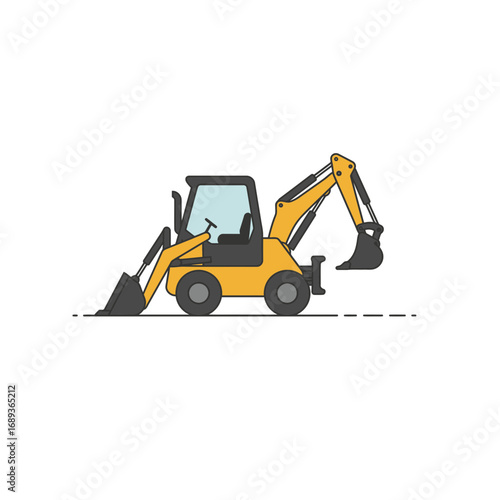 Yellow Excavator Illustration