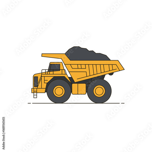 Yellow Mining Dump Truck Illustration