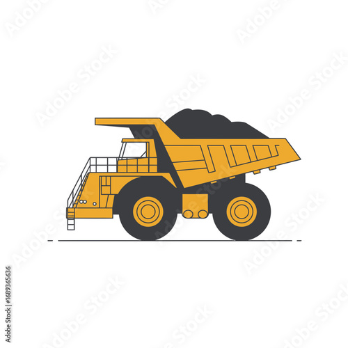 Yellow Mining Dump Truck Illustration