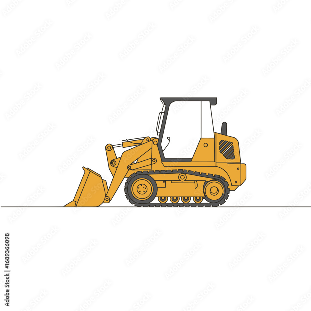Naklejka premium Yellow Track Loader Illustration