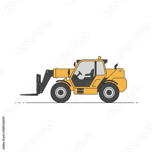 Yellow Telehandler Loader Illustration