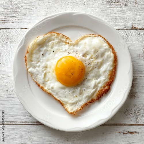 A heartwarming image of a heart-shaped egg on a plate