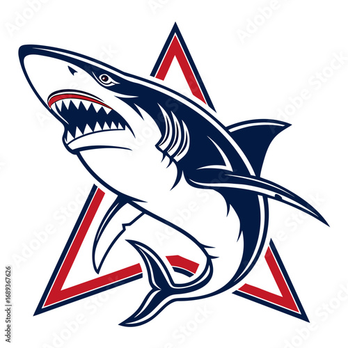 Cute cartoon shark illustration isolated on white background