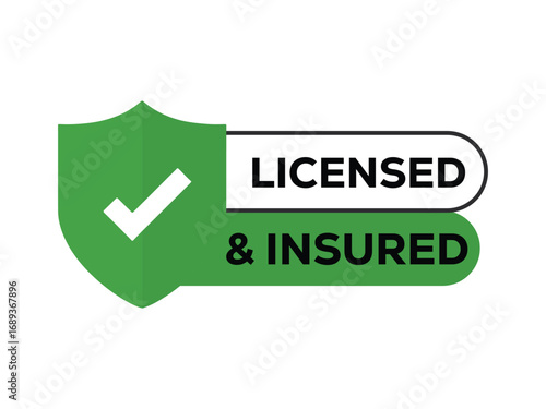 Vector art of licensed and insured badge with shield symbol