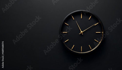 Wallpaper Mural Minimalist Clock Striking Midnight with Elegant Golden Details Torontodigital.ca