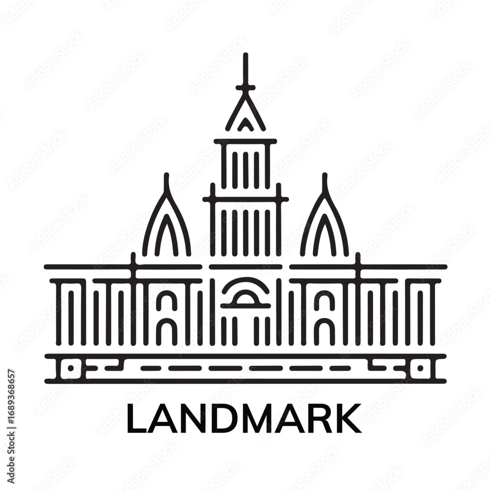 Obraz premium Landmark building linear icon illustration concept