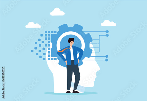 Digital transformation, guiding companies through technological changes, innovation concept vector illustration. Business analysts implementing new tools and platforms