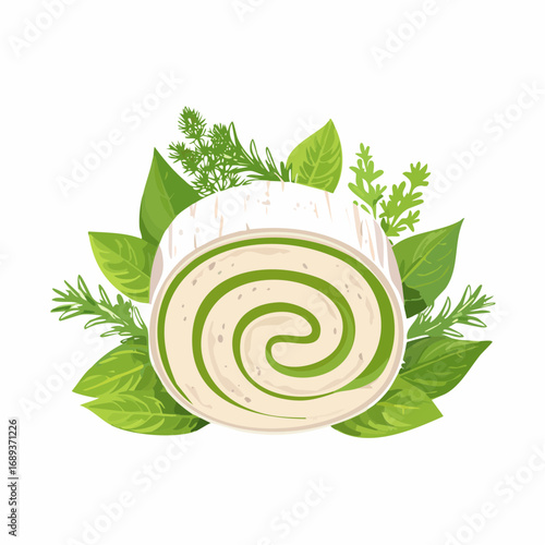 Green Herb Roll with Creamy Filling