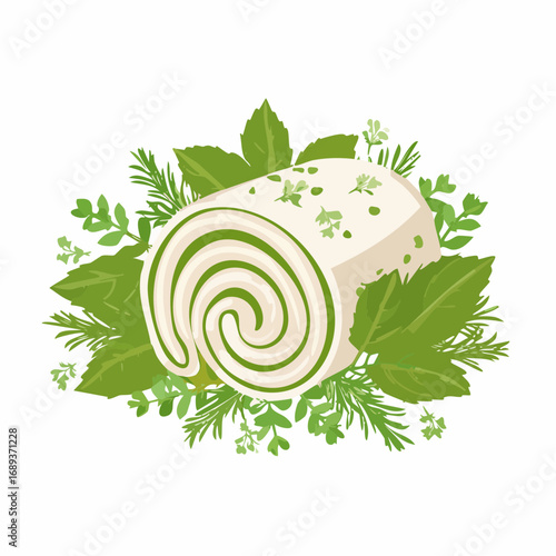 Green Herb-Swirled Cream Cheese Roll