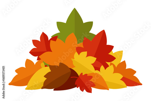 Pile of colorful autumn leaves in flat design style