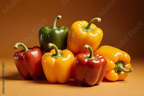 Multi-colorful bell peppers have a mild flavor and are less spicy than chili peppers