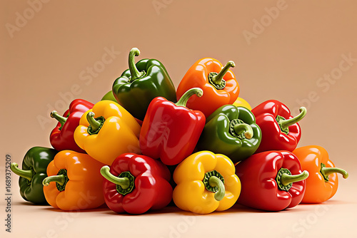 Multi-colorful bell peppers have a mild flavor and are less spicy than chili peppers