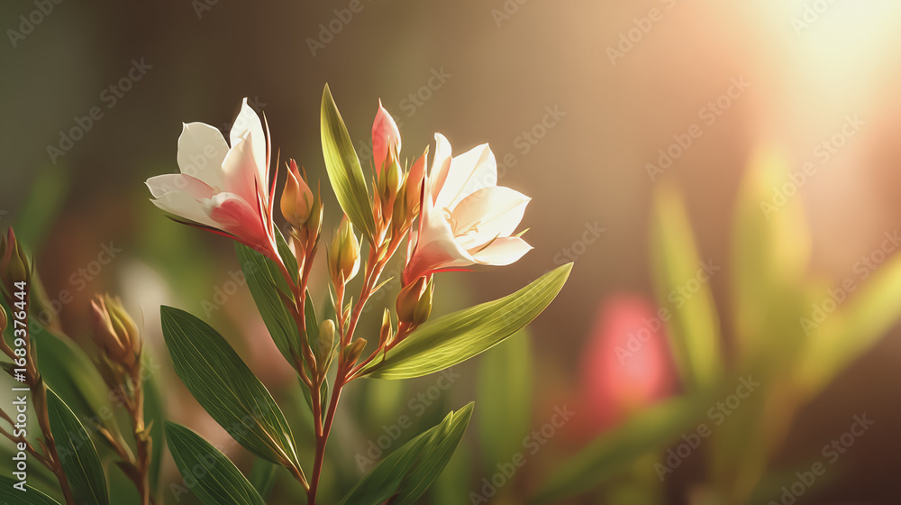 Fototapeta premium Elegant wedding invitation card background watercolor pictures Natural little a lisianthus flower field in a lifestyle style expressing wonder with pastel floral shades and golden lighting harmony