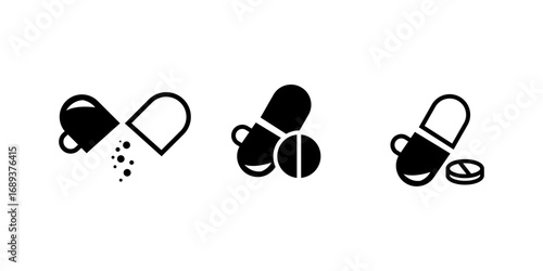 Pills and Capsules  Icon Set for Pharmacy and Drugstore