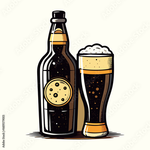 Classic Beer Bottle and Glass Icon
