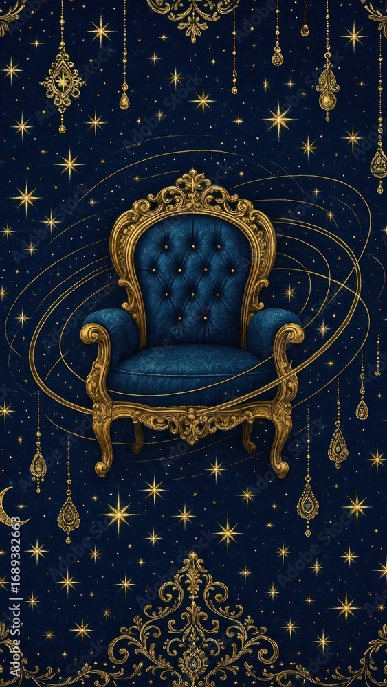 Fototapeta premium Luxurious celestial-themed ornate chair.