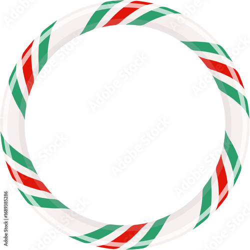 Xmas lollipop candy cane round border, cute striped festive frame illustration PNG