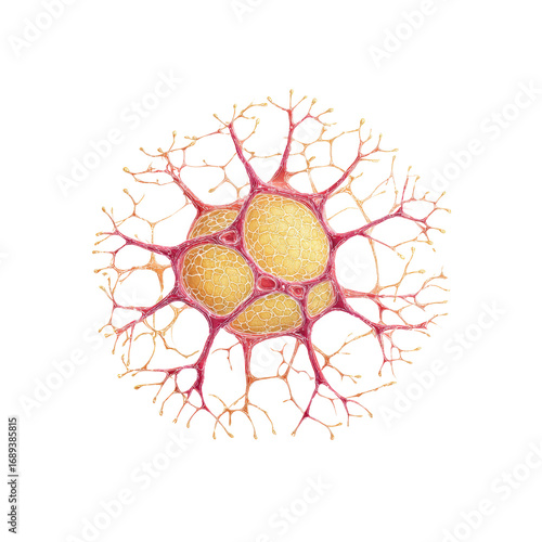 Foto Microscopic Illustration of a Neuron Cell with Intricate Dendritic Branches