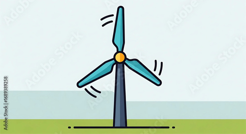 Clean Energy Wind Turbine Icon Sustainable Power Generation Illustration
