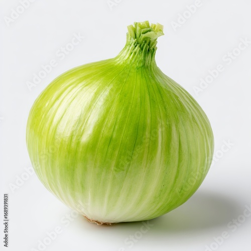 A vibrant green onion bulb captured with perfect detail. The image highlights the onion's freshness and natural qualities.