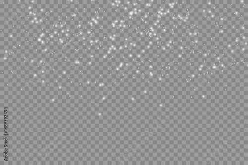 Winter snow particles isolated on transparent background for frosty atmosphere effects