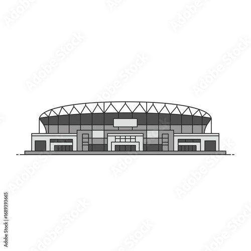 Gray Scale Line Art Stadium Illustration