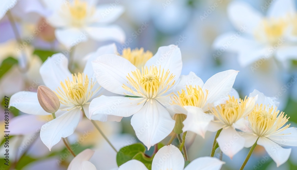 Fototapeta premium Delicate white flowers in soft focus
