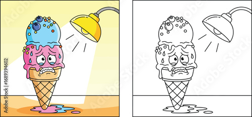  Melting Sad Ice Cream Under Hot Lamp