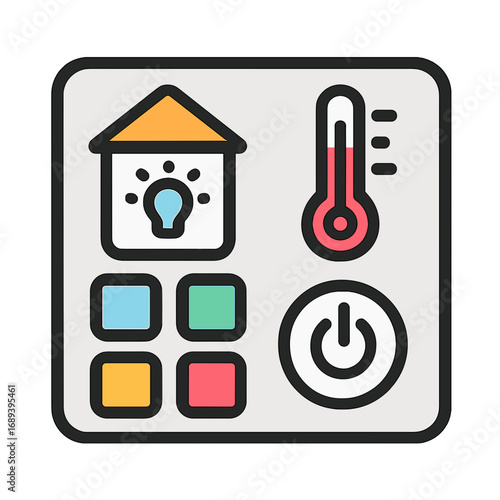 Smart home control panel with temperature and light settings Home Automation
