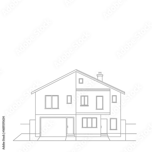 House Architectural Drawing Grey Scale Design