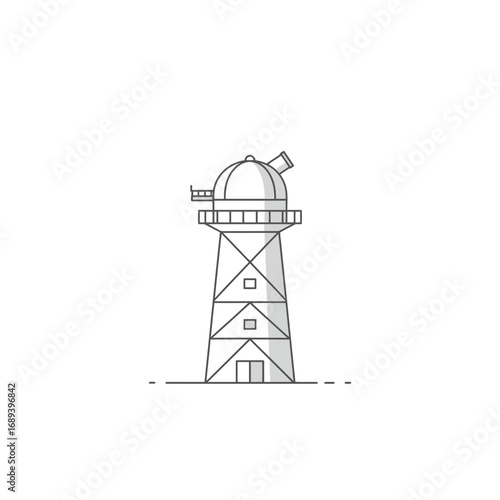 Line Art Illustration of an Observatory Tower
