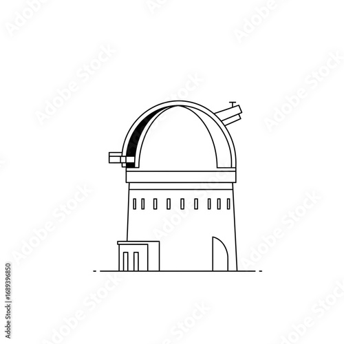 Line Art Illustration of an Observatory Building