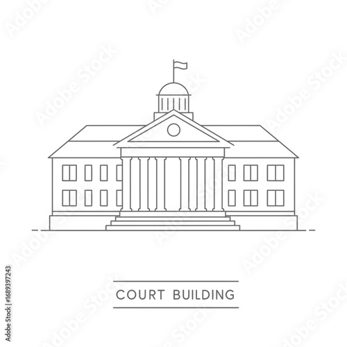 Line Drawing of a Classical Style Courthouse
