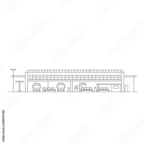 Line Drawing of a Modern Transportation Facility