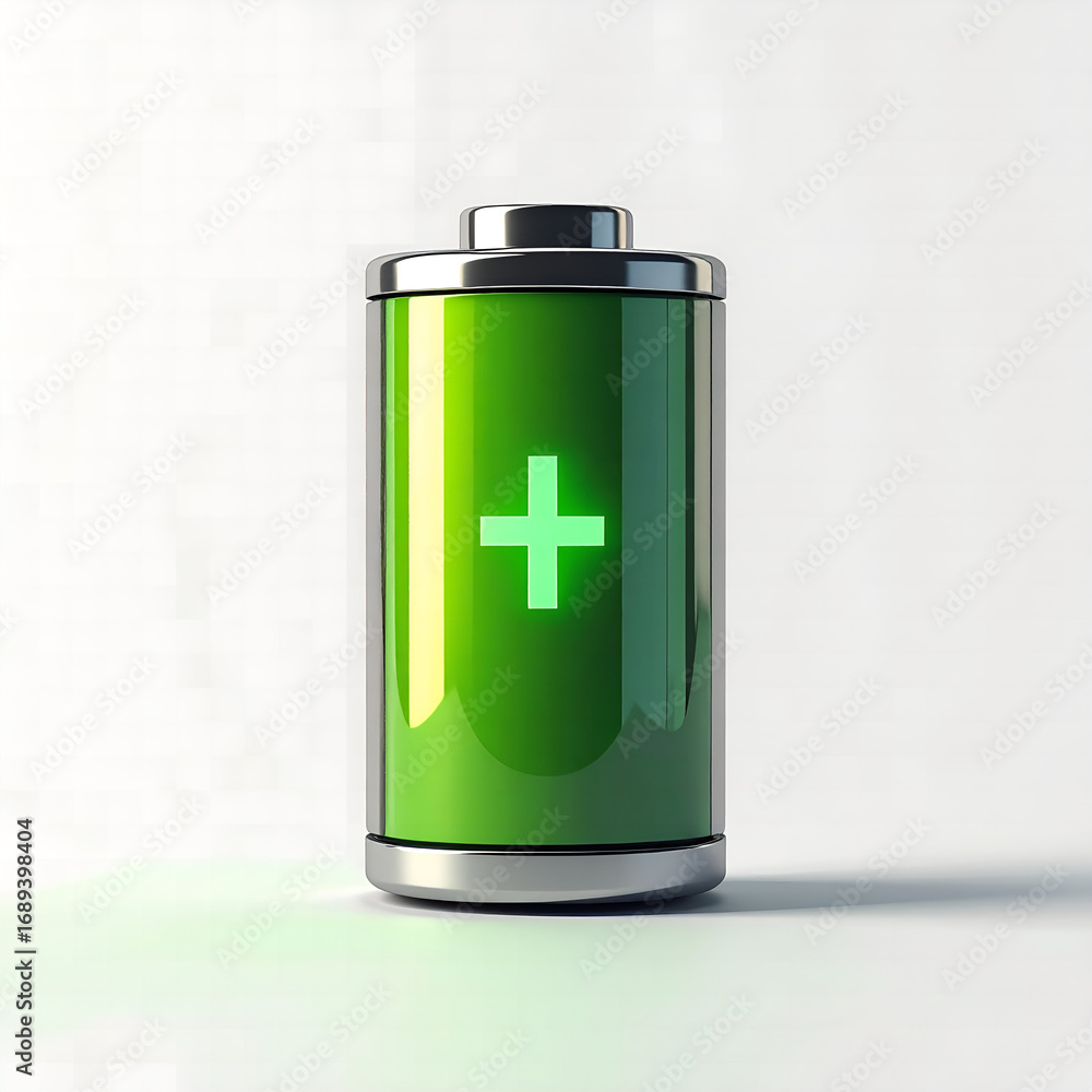 Fototapeta premium 3D vector full battery icon isolated on white background