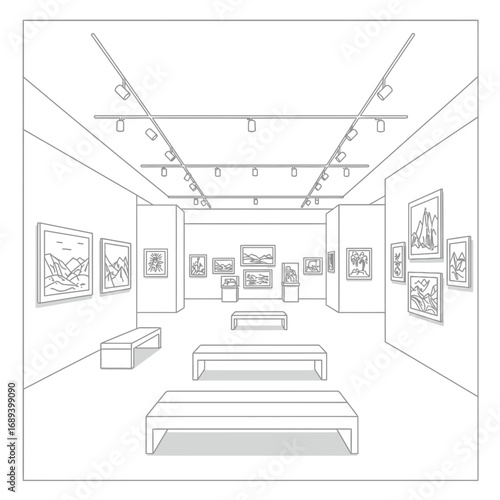 Modern Art Gallery Interior Design Sketch