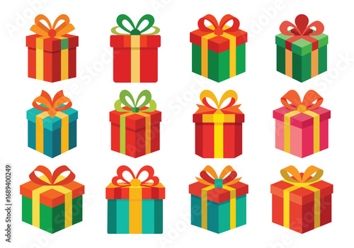 Colorful Gift Boxes with Ribbons and Bows for Celebrations and Holidays