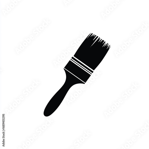 Black and white image of a paintbrush depicting renovation home improvement and artistic tools creativity