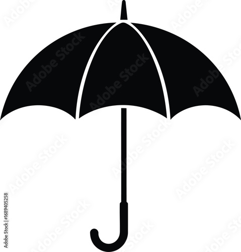 Umbrella icon, a symbol of protection, safety, and shelter from rain, representing weather, care, and preparedness in a simple, elegant design