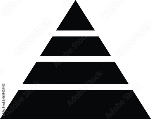 Black pyramid icon this simple graphic represents a hierarchical structure, layers, or a tiered system, perfect for illustrating concepts of organization