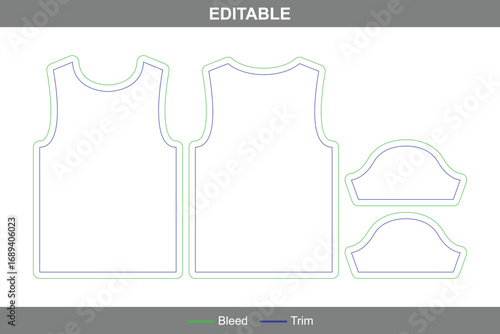 Blank kids t-shirt dieline with editable vector die line, printable children’s apparel template, garment packaging layout, professional t-shirt design, and clothing mockup