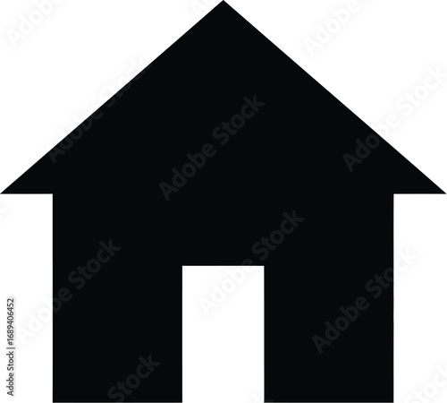 A simple black house icon, ideal for real estate websites, home improvement blogs, or any project needing a visual representation of a house