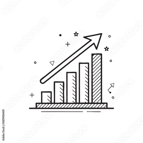 Minimal line art rising bar chart icon