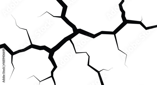A black crack pattern, symbolizing damage, fracture, and imperfection, suitable for backgrounds, textures, and artistic designs